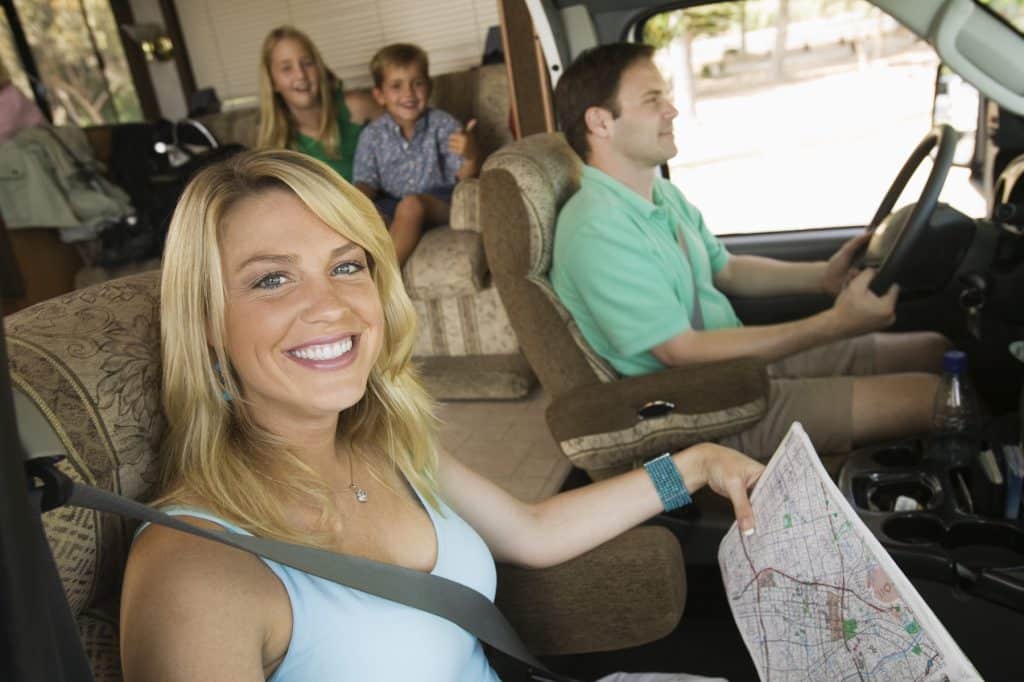 Family in RV on a Road Trip
