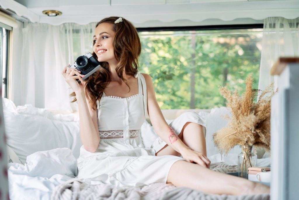 Girl with Camera Inside RV