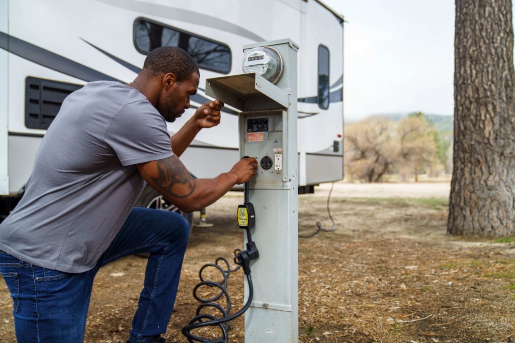 RV Hook Up with Surge Protector